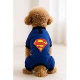 MPZ PETS Kedi ve Köpek Kıyafeti & Elbisesi Saks Mavi 4 Bacak Tulum Superman L