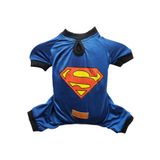 MPZ Pets Kedi ve Köpek Kıyafeti & Elbisesi - Saks Mavi 4 Bacak Tulum Superman