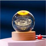 MR 3D Kristal Cam Küre, Ahşap Soketli Gece Lambası,LED, sevgiliye hediye, Noel, Öğretmenler Günü, Özel Tasarım Harika bir hediye (Gezegenler)