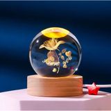 MR 3D Kristal Cam Küre, Ahşap Soketli Gece Lambası,LED, sevgiliye hediye, Noel, Öğretmenler Günü, Özel Tasarım Harika bir hediye (Gül)