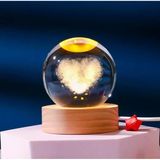 MR 3D Kristal Cam Küre, Ahşap Soketli Gece Lambası,LED, sevgiliye hediye, Noel, Öğretmenler Günü, Özel Tasarım Harika bir hediye (KALP)