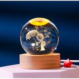 MR 3D Kristal Cam Küre, Ahşap Soketli Gece Lambası,LED, sevgiliye hediye, Noel, Öğretmenler Günü, Özel Tasarım Harika bir hediye (Küçük Prens A)