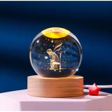 MR 3D Kristal Cam Küre, Ahşap Soketli Gece Lambası,LED, sevgiliye hediye, Noel, Öğretmenler Günü, Özel Tasarım Harika bir hediye (Küçük Prens B)
