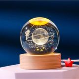 MR 3D Kristal Cam Küre, Ahşap Soketli Gece Lambası,LED, sevgiliye hediye, Noel, Öğretmenler Günü, Özel Tasarım Harika bir hediye (Satürn Kızı)