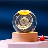 MR 3D Kristal Cam Küre, Ahşap Soketli Gece Lambası,LED, sevgiliye hediye, Noel, Öğretmenler Günü, Özel Tasarım Harika bir hediye (Satürn)