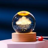 MR 3D Kristal Cam Küre, Ahşap Soketli Gece Lambası,LED, sevgiliye hediye, Noel, Öğretmenler Günü, Özel Tasarım Harika bir hediye (Yağmur)