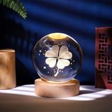 MR 3D Kristal Cam Küre, Ahşap Soketli Gece Lambası,LED, sevgiliye hediye, Noel, Öğretmenler Günü, Özel Tasarım Harika bir hediye (Yonca)