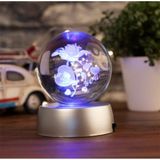 MR 3D Kristal Cam Küre Renk Değiştiren LED Işıklı Gece Lambası Dekoratif Hediyelik Özel Tasarım harika Bir Hediye (GÜL)