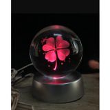 MR 3D Kristal Cam Küre Renk Değiştiren LED Işıklı Gece Lambası Dekoratif Hediyelik Özel Tasarım harika Bir Hediye (Yonca)