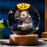 MR 7 Renk Değiştiren LED Işıklı Dekoratif Cam Küre | Ahşap Tabanlı | USB Kablolu Gece Lambası Özel Tasarım Harika bir hediye (Panda)