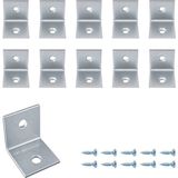 Mr.Bracket 10 Ad. L Demir Gönye Köşebent 2X2CM - Mobilya Dolap Raf Masa Köşe Bağlantı Elemanı Sabitleme Aparatı - Gümüş