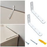 MR.BRACKET 2 adet Beyaz Çelik Deprem Dolap Sabitleme Aparatı 16x60x165mm - Mobilya Eşya Portmanto Gardırop Kitaplık Duvar Sabitleyici L Demir Gönye Köşebent