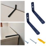 MR.BRACKET 2 adet Siyah Çelik Deprem Dolap Sabitleme Aparatı 16x60x140mm - Mobilya Eşya Portmanto Gardırop Kitaplık Duvar Sabitleyici L Demir Gönye Köşebent