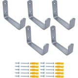Mr.Bracket 5 Ad. Gümüş Çelik Geniş Duvara Monte Askı 80MM - Metal Portmanto Vestiyer Askısı Eşya Asma Aparatı
