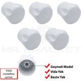 MR.BRACKET 5-Adet Geçmeli Model Radyatör Vanası Başlığı - Geçmeli Petek Vana Kapağı - Vidasız Petek Musluk Kafası (Geçmeli)