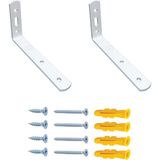 Mr.Bracket Beyaz Deprem Güvenliği Dekoratif Dolap Sabitleme Aparatı Seti 6 x 14 cm - Mobilya Gardırop Portmanto Eşya Duvara Sabitleyici Aparat - Orta Yük L Demir Gönye Köşebent - Beyaz - 6 x 14 cm