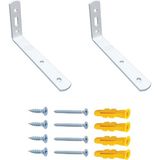 Mr.Bracket Beyaz Deprem Güvenliği Dekoratif Dolap Sabitleme Aparatı Seti 6 x 9 cm - Mobilya Gardırop Portmanto Eşya Duvara Sabitleyici Aparat - Orta Yük L Demir Gönye Köşebent - Beyaz - 6 x 9 cm