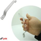 Mr.Bracket Beyaz Renk Çelik Tutma Kulpu 215MM - Dayanıklı Bina Bahçe Kapısı Okul Dış Mekan Metal Kapı Kolu - Gümüş