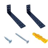 Mr.Bracket Dekoratif Siyah Deprem Güvenliği Dolap Sabitleme Aparatı Seti 30x60x180mm - Mobilya Sabitleyici Aparatı - Portmanto, Gardırop, Şifonyer, Kitaplık Duvar Sabitleme L Demiri - 30x60x180mm - Siyah