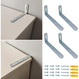Mr.Bracket Deprem Güvenliği Dolap Sabitleme Aparatı Seti 2 x 6 x 14 cm - Mobilya Gardırop Portmanto Kitaplık Masa Raf Eşya Duvara Sabitleyici Aparat - Orta Yük L Demir Köşe Bağlantı Gönye Köşebent - 20x60x140mm - 4 adet