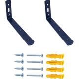 Mr.Bracket Siyah Deprem Güvenliği Dekoratif Dolap Sabitleme Aparatı Seti 6 x 16.5 cm - Mobilya Gardırop Portmanto Eşya Duvara Sabitleyici Aparat - Orta Yük L Demir Gönye Köşebent - Siyah 6 x 16.5 cm