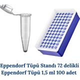 Mr. Crowley Eppendorf Tüpü 1,5 ml 100 Adet ve Standı 1,5 ml Için 72 Delikli Santrifüj Tüpü Standı - 100 Tüp ve Stant