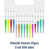 Mr. Crowley Pastor Plastik Pipet Damlalık 100 Adet 3 ml Renkli Sıvı Aktarım
