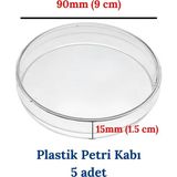 Mr. Crowley Petri Kabı 5 Adet Plastik (Boyut 90X15 Mm) Laboratuvar Uygun