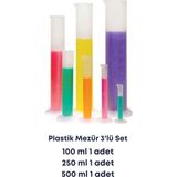 Mr. Crowley Plastik Mezür Çeşitleri Taksimatlı Ölçü Laboratuvara Uygun - 3'lü Set