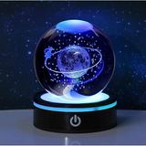MR ışıklı Dönen 3D Kristal Cam Küre Büyük boy Usb'li Gece Lambası,LED, Harika bir hediye (Satürn Kızı)