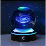 MR ışıklı Dönen 3D Kristal Cam Küre Büyük boy Usb'li Gece Lambası,LED, Harika bir hediye (Tozbulutu Galaxy)