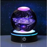 MR ışıklı Dönen 3D Kristal Cam Küre Büyük boy Usb'li Gece Lambası,LED, Harika bir hediye