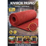 MR MİLREY Kıvırcık Paspas Kaymaz Taban Kapı Önü Paspası Halı Yolluk 14 mm 2.6 kg/m2 Ölçü Seçenekli (KIRMIZI)