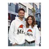 Mr Mrs Çift Hoodie– Noel Şapkalı Sevgili Kombin Kapüşonlu Sweatshirt Unisex Oversize