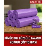 MR Nejat 50 Adet Lavanta Kokulu Büzgülü Büyük Boy Çöp Torbası 65x70 cm MR.NEJAT - 65 x 70 cm