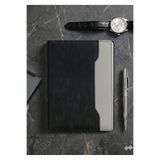 Mr.Notebook Kişiye Özel İsim Yazılı Çift Dokulu Cepli Siyah Termo Deri Defter - A5 Premium Tarihsiz Ajanda