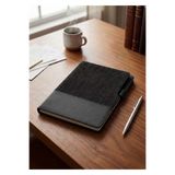 Mr.Notebook Kişiye Özel İsim Yazılı Çift Dokulu Siyah Termo Deri Defter - Kalemlikli A5 Premium Tarihsiz Ajanda