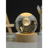 MR Shopping Mr Çocuklar Için 3D Kristal Cam Küre, Ahşap Soketli Gece Lambası,led, Gece Lambası,harika Bir Hediye Hediyelik Masa Lambası - ASTRANOT B - Renkli