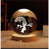 MR Shopping Mr Çocuklar Için 3D Kristal Cam Küre, Ahşap Soketli Gece Lambası,led, Gece Lambası,harika Bir Hediye Hediyelik Masa Lambası - KÜÇÜK PRENS A - Renkli