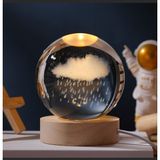 MR Shopping Mr Çocuklar Için 3D Kristal Cam Küre, Ahşap Soketli Gece Lambası,led, Gece Lambası,harika Bir Hediye Hediyelik Masa Lambası - YAĞMUR - Renkli