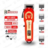 Mr. Trimmer MR-4800 Detailer Şarj Göstergeli 6 Kademeli 8000 Rpm 1800 Mah Saç Sakal Erkek Bakım Tıraş Makinesi - Kırmızı