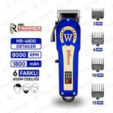 Mr. Trimmer MR-4800 Detailer Şarj Göstergeli 6 Kademeli 8000 Rpm 1800 Mah Saç Sakal Erkek Bakım Tıraş Makinesi - Mavi