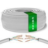 Mr. Tronic 100 m Ethernet ağ kablosu Cat 5E, LAN ağ kablosu, hızlı ve güvenilir internet için, AWG24 toplu kablo Cat 5E | Bulk kablo 1 Gbps, 100 MHz, UTP CCA (100 metre, gri)