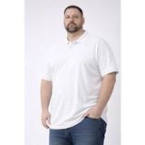 Mrayss Erkek Pike Kumaş Düğmeli Yaka Battal Büyük Beden Günlük Kısa Kol Tişört T-Shirt - Beyaz - XL