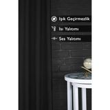MRC Tekstil Siyah Blackout Işık Geçirmez Kornişli Karartma Saten Perde Lüks Fon Perde Siyah Düz Dikim - 450 x 250 cm