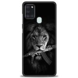 MRCİLETİSİM Kılıf HD Baskılı Kılıf Tüfek ve Aslan Samsung Galaxy A21S ile uyumlu