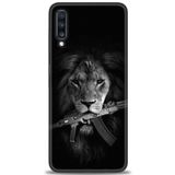 MRCİLETİSİM Kılıf HD Baskılı Kılıf Tüfek ve Aslan Samsung Galaxy A70 ile uyumlu
