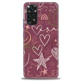 MRCİLETİSİM (mrc-21948) Tam Ekran Koruyucu Kılıf HD Baskılı Kılıf Notalar ve Kalpler Bordo Xiaomi Redmi Note 12 Pro 4G ile uyumlu