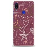 MRCİLETİSİM (mrc-22458) Tam Ekran Koruyucu Kılıf HD Baskılı Kılıf Notalar ve Kalpler Bordo Xiaomi Redmi Note 7 ile uyumlu