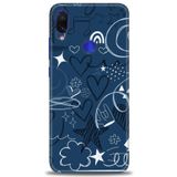 MRCİLETİSİM (mrc-22465) Tam Ekran Koruyucu Kılıf HD Baskılı Kılıf Notalar ve Kalpler Mavi Xiaomi Redmi Note 7 ile uyumlu